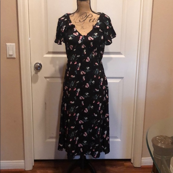 black short sleeve floral print dress - Picture 2 of 6